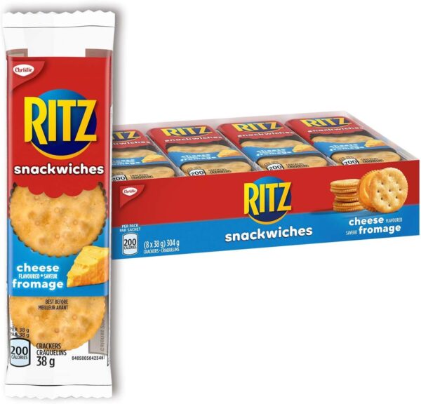 Ritz Snackwich Crackers, Cheese Flavour, 8 Individually Wrapped Packs, Snack cracker, Baked Portion Pack, 304 g