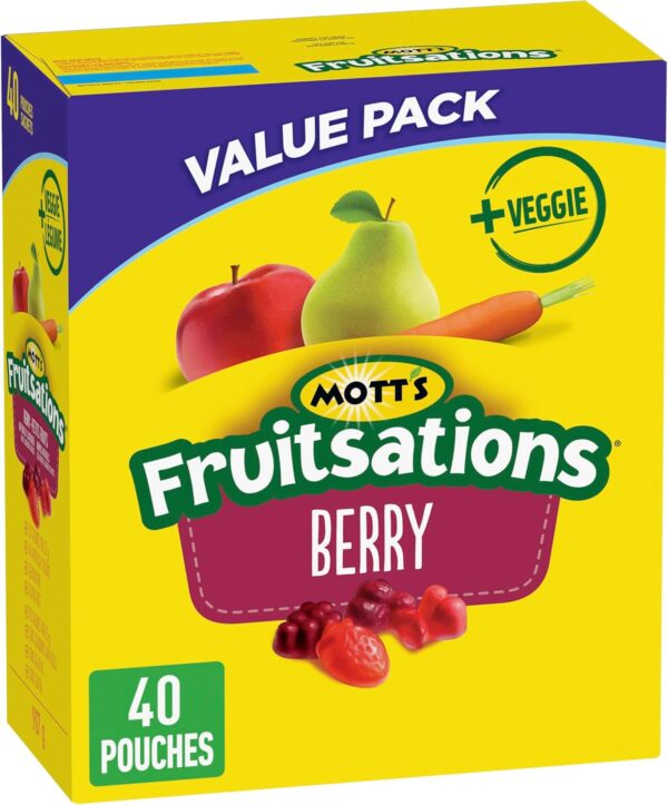 Mott's - VALUE PACK SIZE - Naturally Flavoured Berry Fruit Flavoured Snacks, Pack Of 40