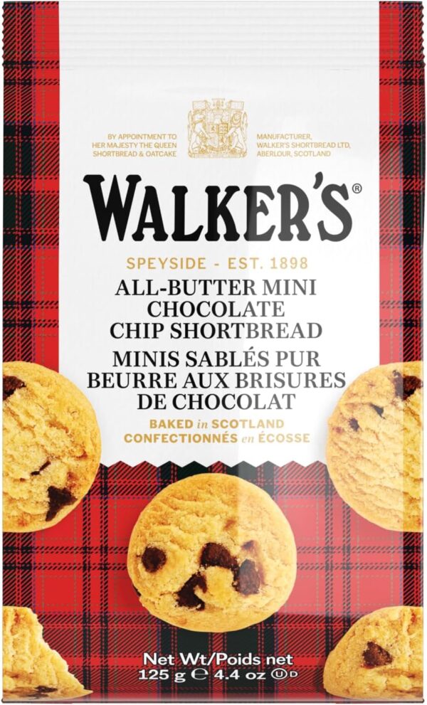 Walkers Mini Chocolate Chip Shortbread Rounds Cello Bag, 125g