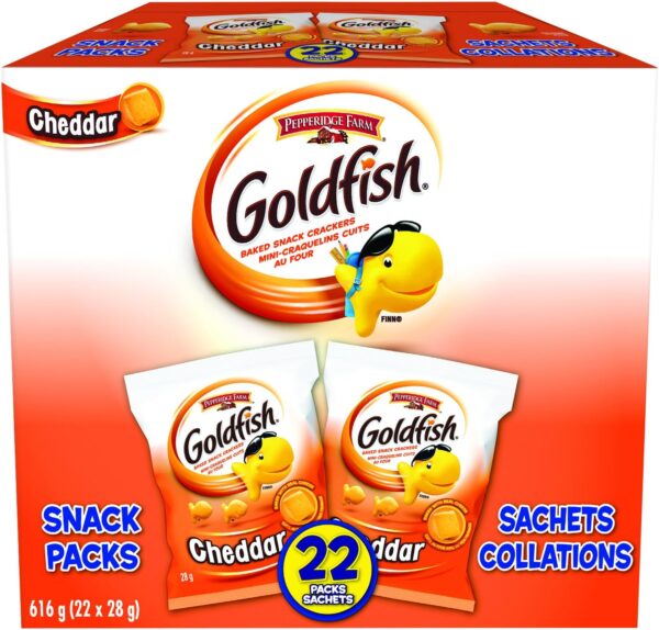 Pepperidge Farm Goldfish Cheddar Crackers, 22 Snack Packs, 28g/1 oz. Each