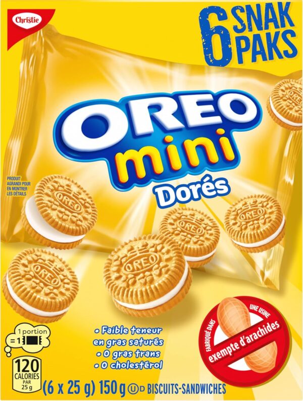 Christie OREO, Mini Golden Cookies, Made in a Peanut-Free Facility, Individually Wrapped, Snack Pack, School Snacks, 150 g (6 Pouches) - Image 7