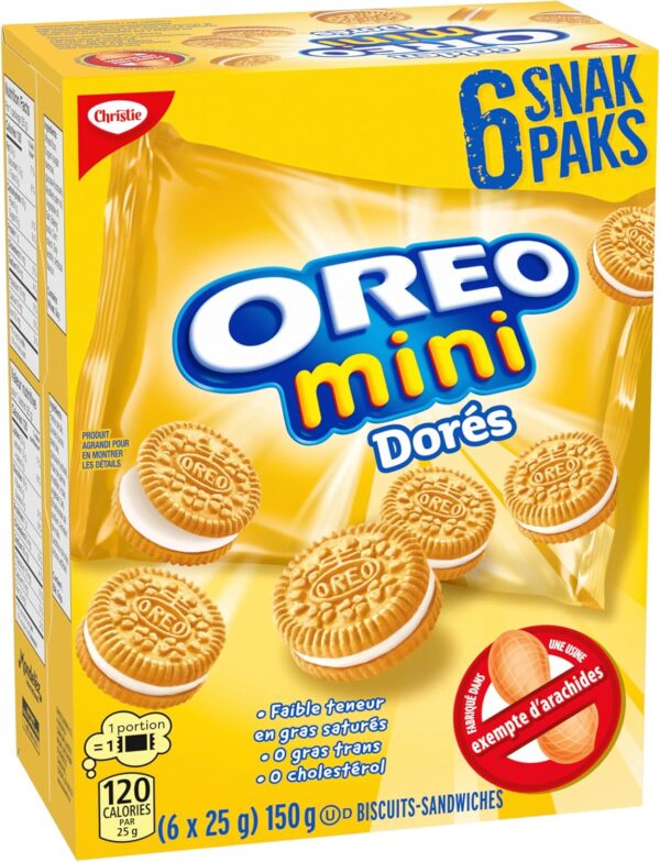 Christie OREO, Mini Golden Cookies, Made in a Peanut-Free Facility, Individually Wrapped, Snack Pack, School Snacks, 150 g (6 Pouches) - Image 10