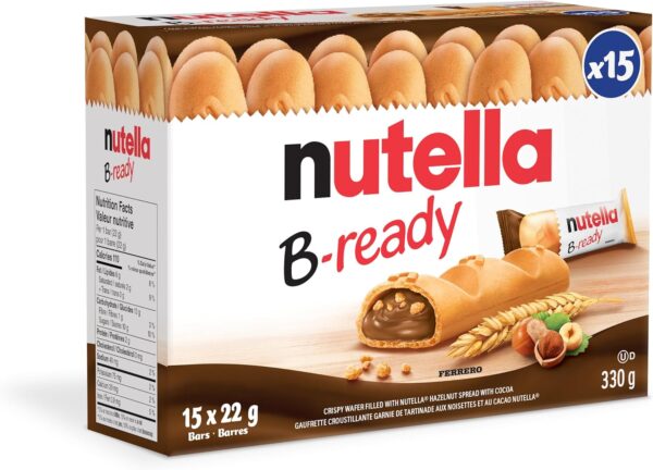 NUTELLA B-READY, Snack Bars, Crunchy Wafer Filled With Delicious NUTELLA, 15 bars pack, 330g