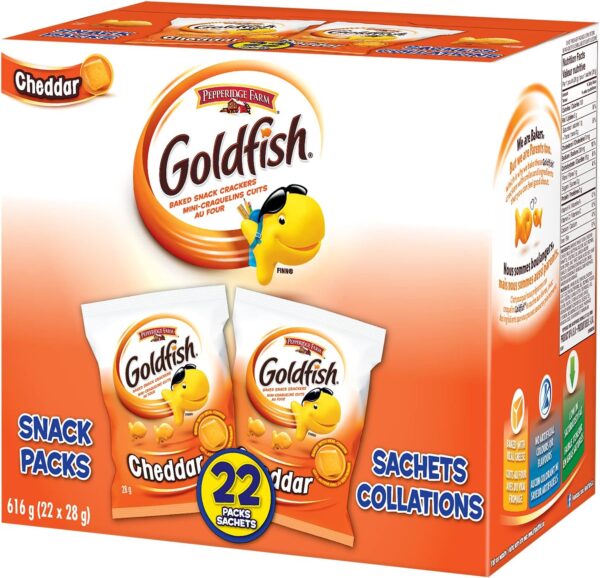 Pepperidge Farm Goldfish Cheddar Crackers, 22 Snack Packs, 28g/1 oz. Each - Image 3