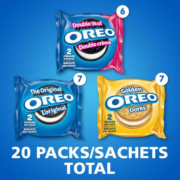 OREO Original Chocolate & Double Stuf & Golden Vanilla Sandwich Cookies, Snack Packs, School Snacks, 482 g - Image 2