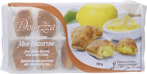 Dolcezza Lemon Mini Biscottini, Lemon, 110 g (Pack of 1)