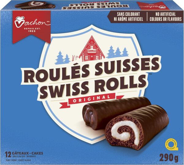 VACHON Original Swiss Rolls with Creamy Filling and Rich Chocolatey Coating, Cake Snacks, Contains 12 Cakes, (Twin Wrapped), 290 Gram