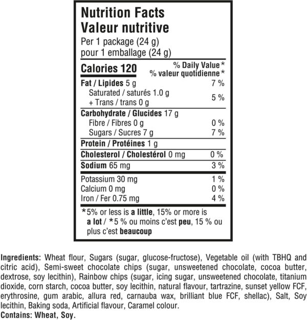 CHIPS AHOY! MINI RAINBOW SNAK PAK 144 G, Lunchbox Snack, Mini Biscuits, Pre-portioned, On-the-go Snack - Image 2