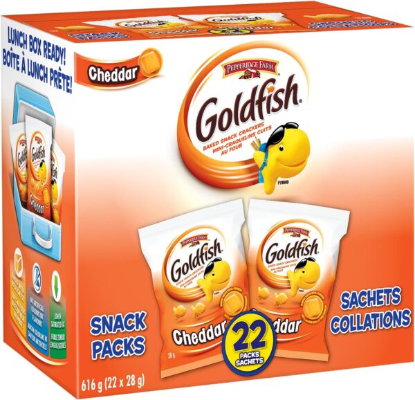 Pepperidge Farm Goldfish Cheddar Crackers, 22 Snack Packs, 28g/1 oz. Each - Image 2