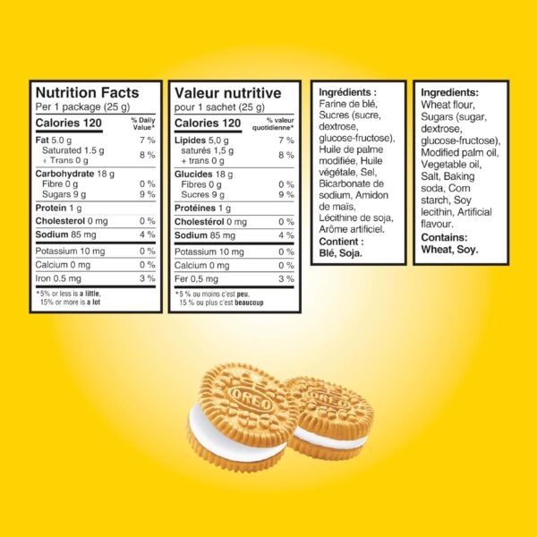 Christie OREO, Mini Golden Cookies, Made in a Peanut-Free Facility, Individually Wrapped, Snack Pack, School Snacks, 150 g (6 Pouches) - Image 8