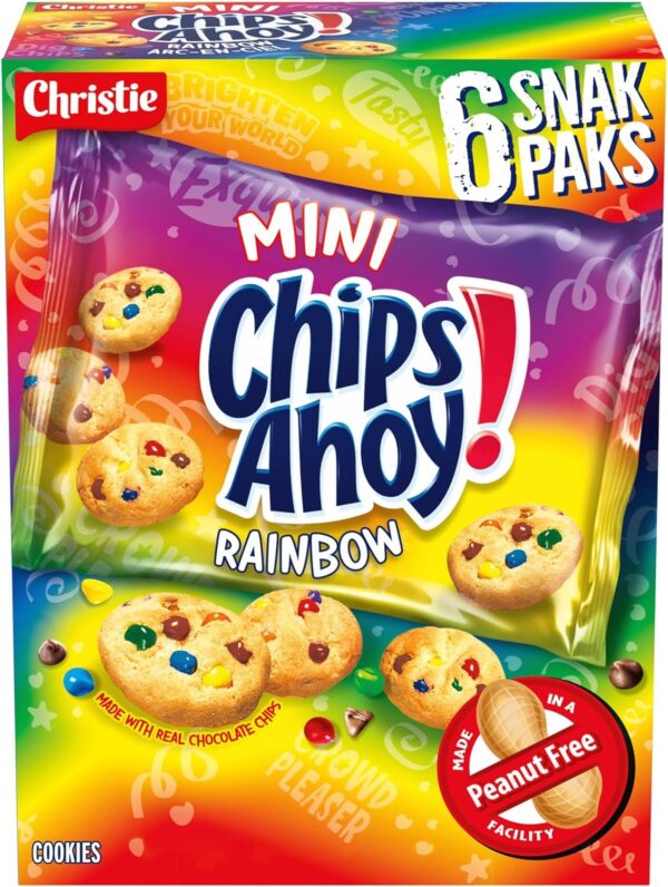 CHIPS AHOY! MINI RAINBOW SNAK PAK 144 G, Lunchbox Snack, Mini Biscuits, Pre-portioned, On-the-go Snack