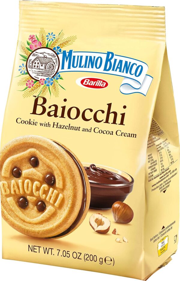 Mulino Bianco Baiocchi Biscuits with Hazelnut, 200 g, Golden Brown - Image 3