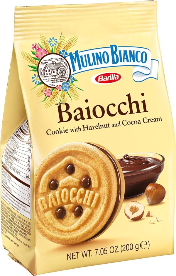 Mulino Bianco Baiocchi Biscuits with Hazelnut, 200 g, Golden Brown - Image 2