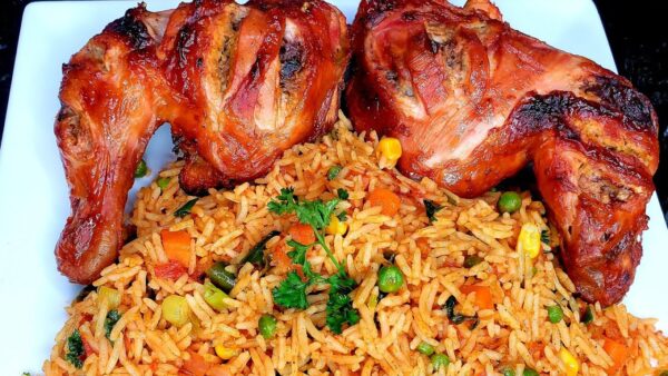 JOLLOF Rice & Peppered Chiken Thighs